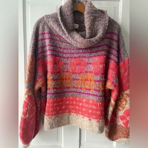 Funky vibrant sweater with bell sleeves (size medium)